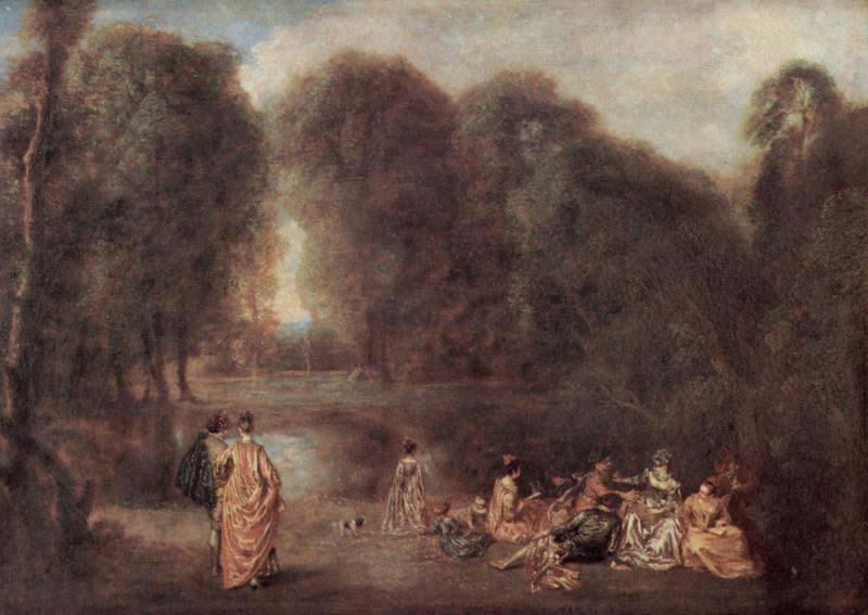 Jean-Antoine Watteau Die Zusammenkunft im Park oil painting image